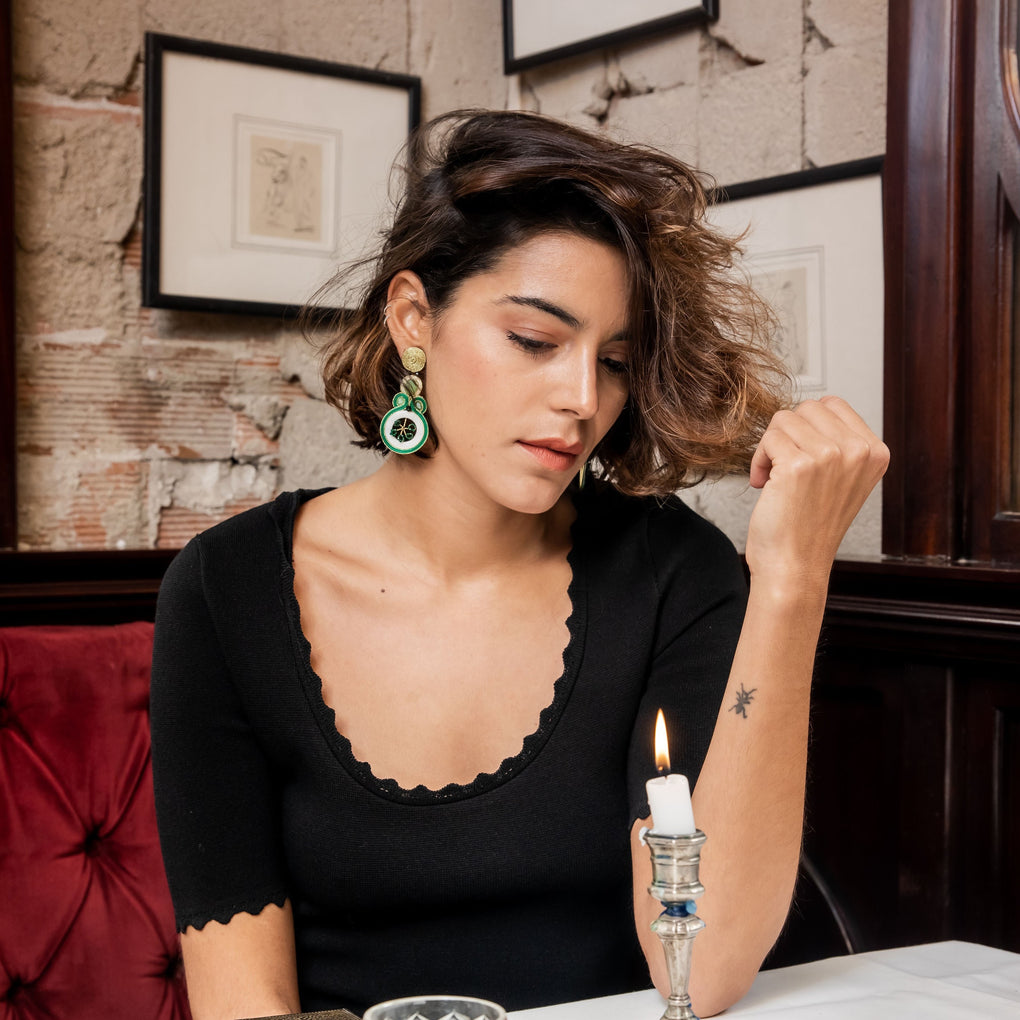 Wedding Guest Look - Green Blossom Earrings