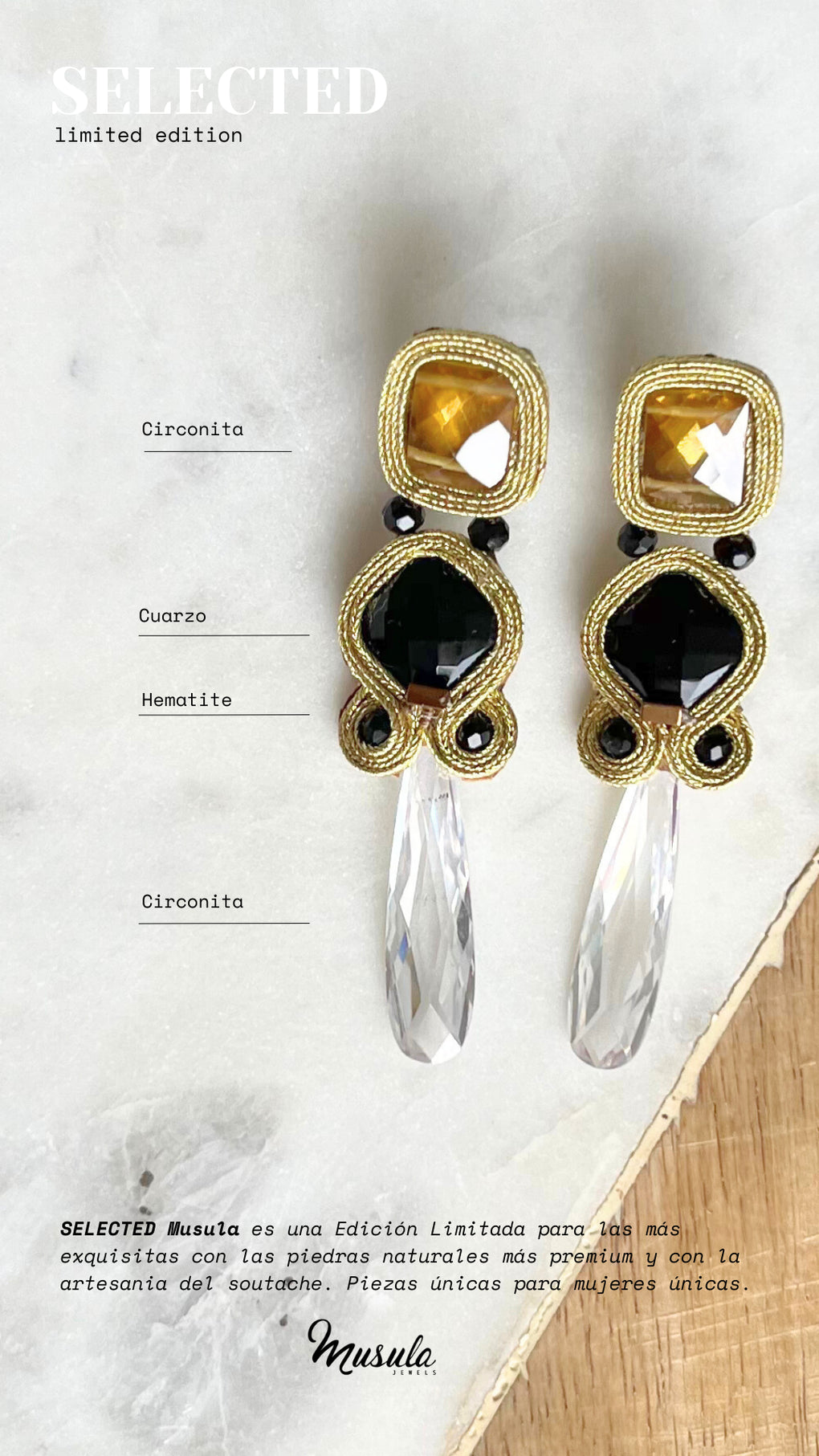 Pendientes Selected natural Stalactite black