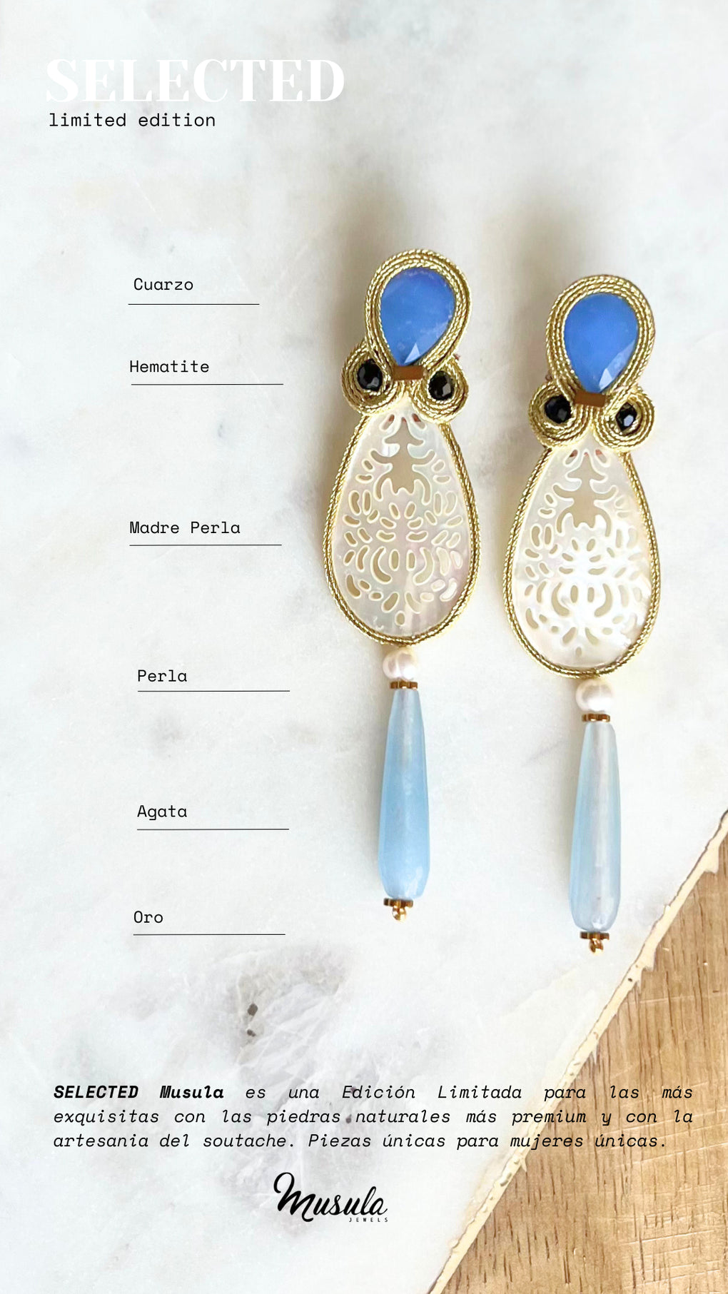 Pendientes Selected Madre Perla sky