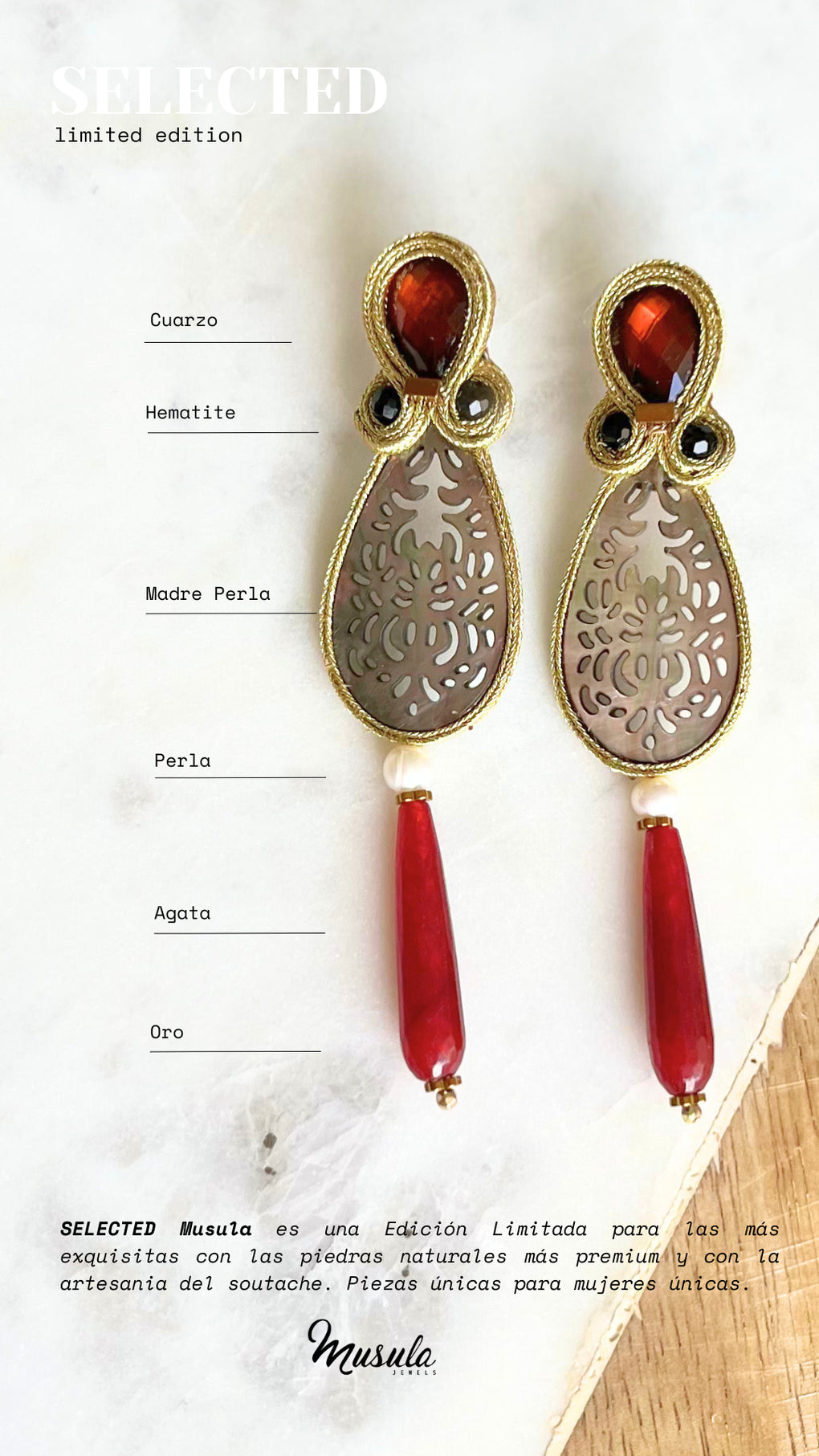 Pendientes Selected Madre Perla cherry