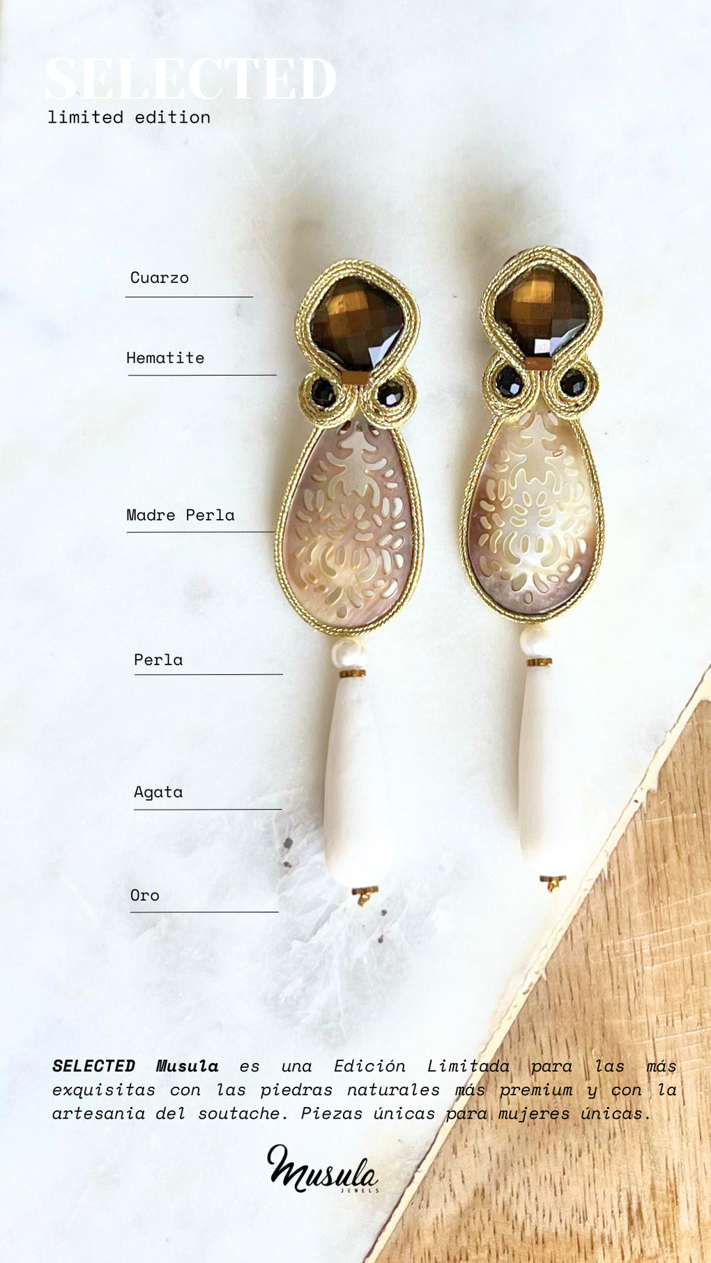 Pendientes Selected Madre Perla white