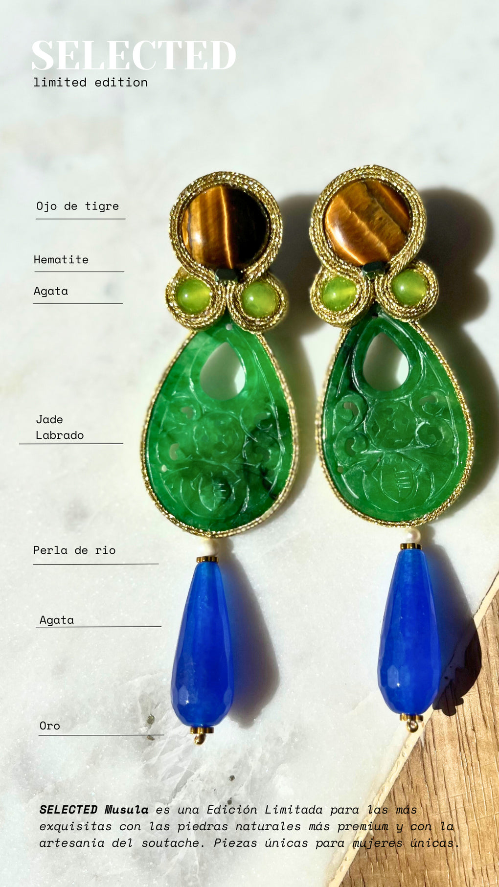 Selected Jade Navy Earrings