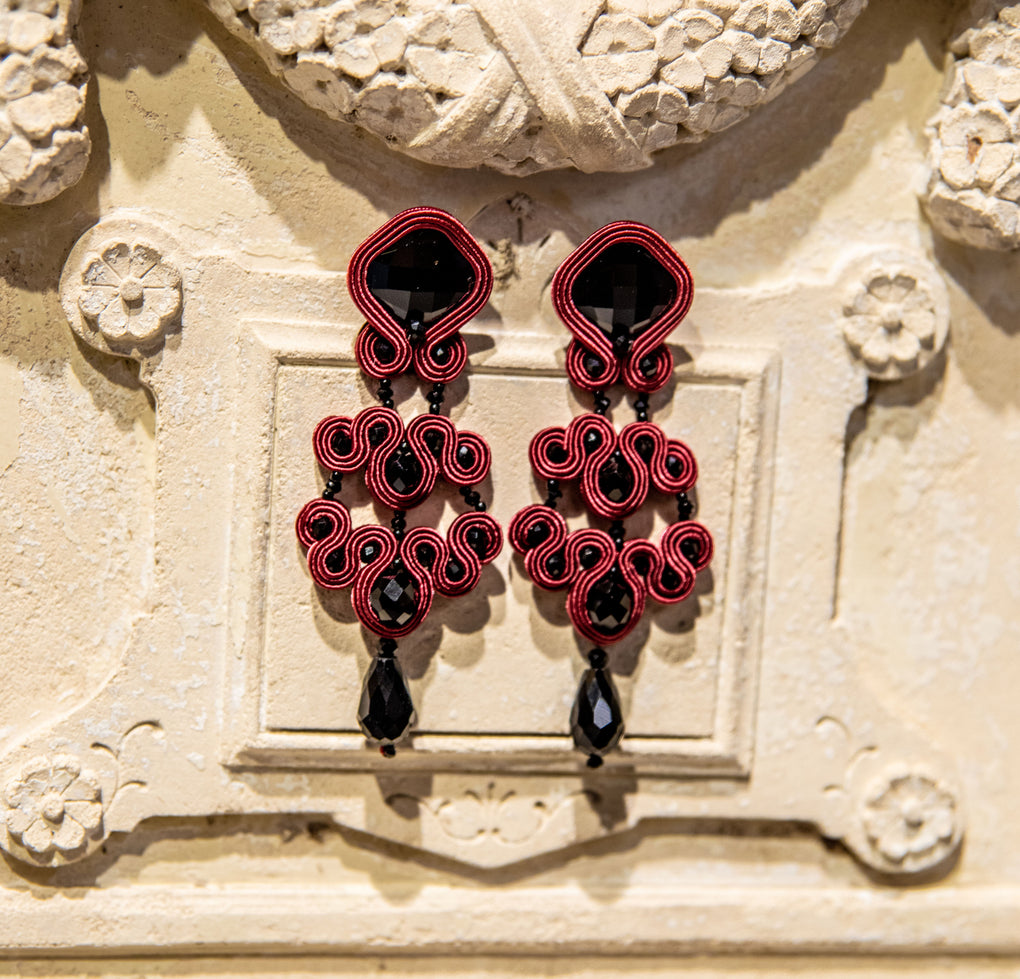 Gothic Jet XL Copper Earrings