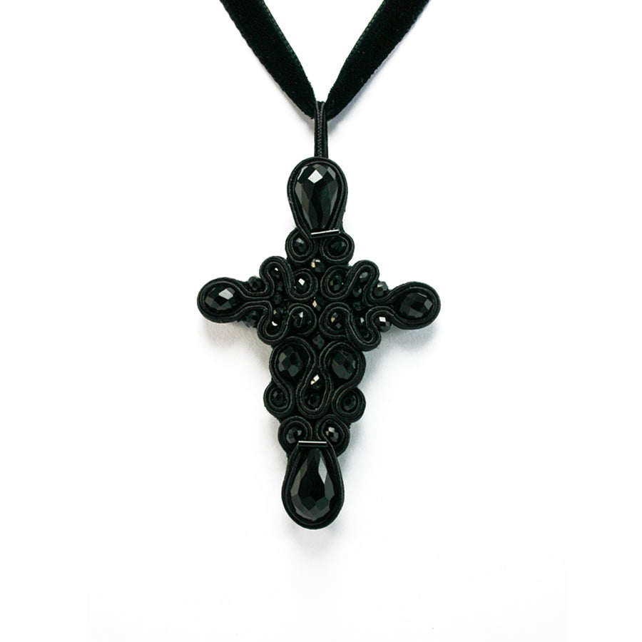 Wedding Pendant - Blackboard Gothic Cross