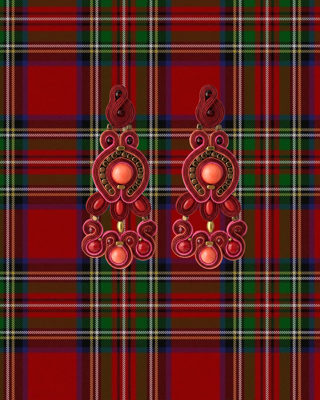 Pendientes Royal Tartan Carmine