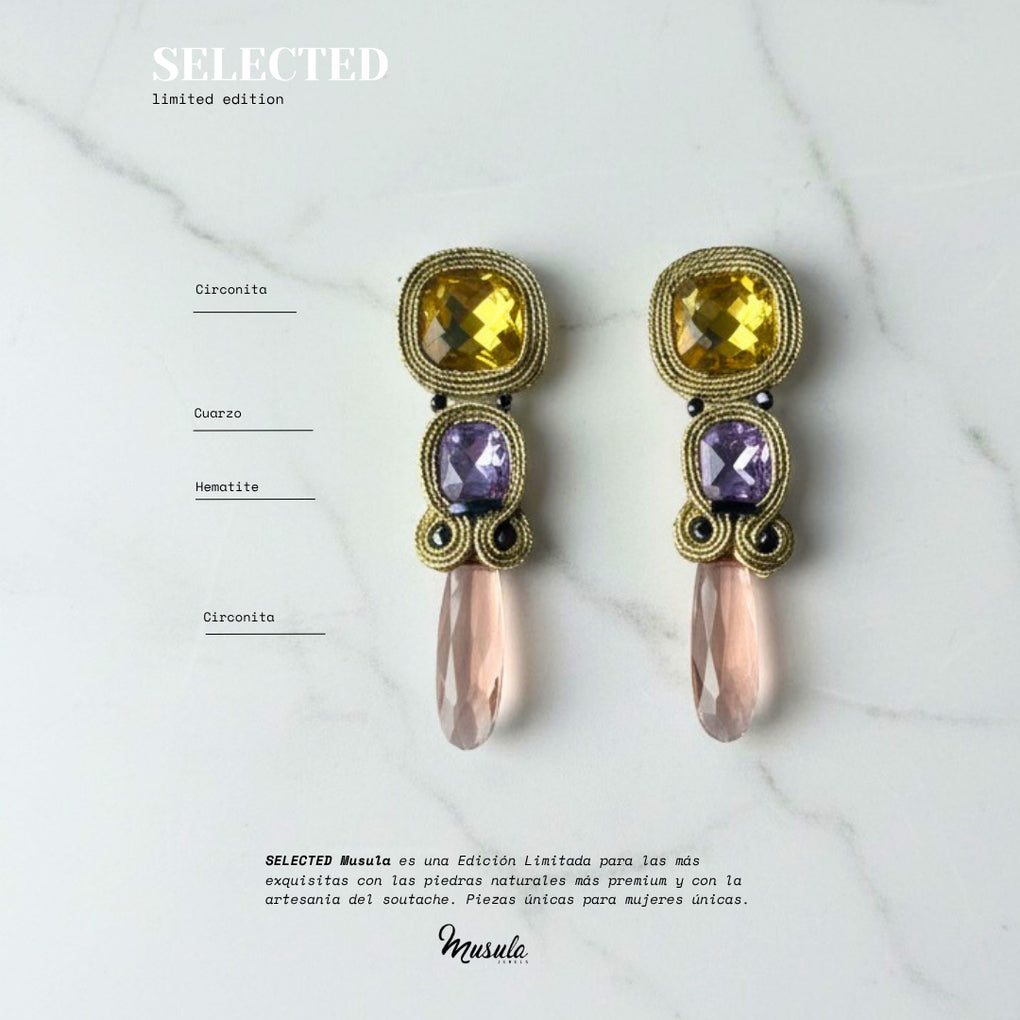 Pendientes Selected Purple & Peach Stalactite