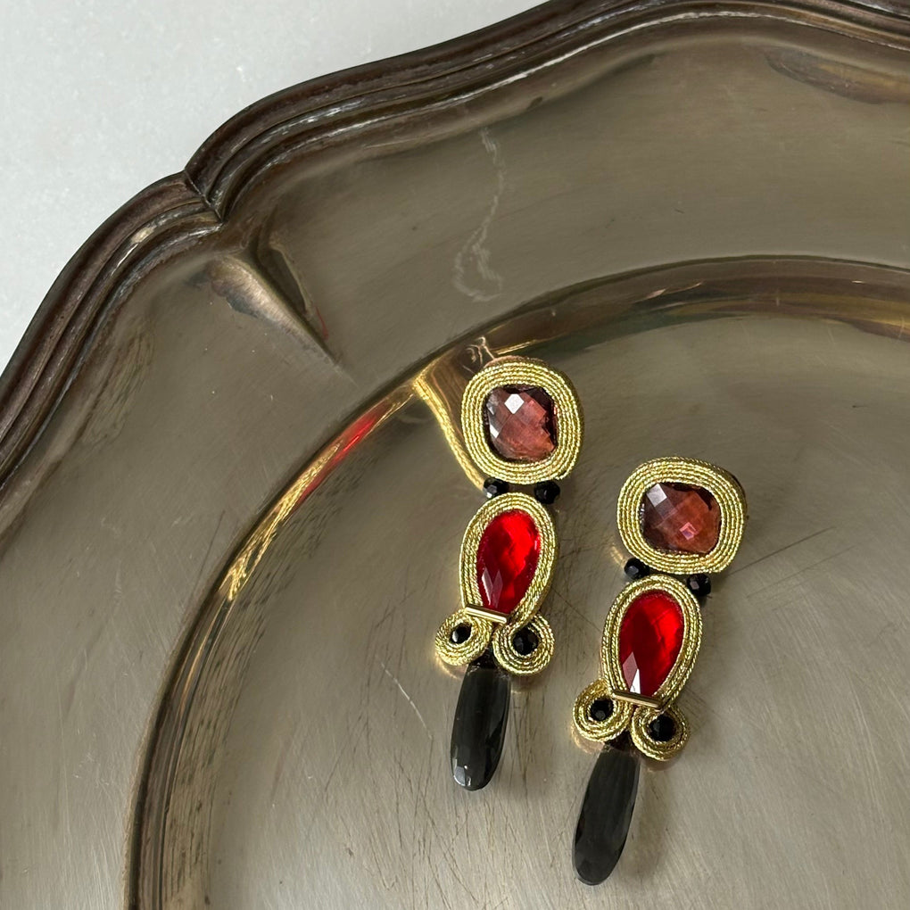 Pendientes Selected Garnet & Smoke Stalactite