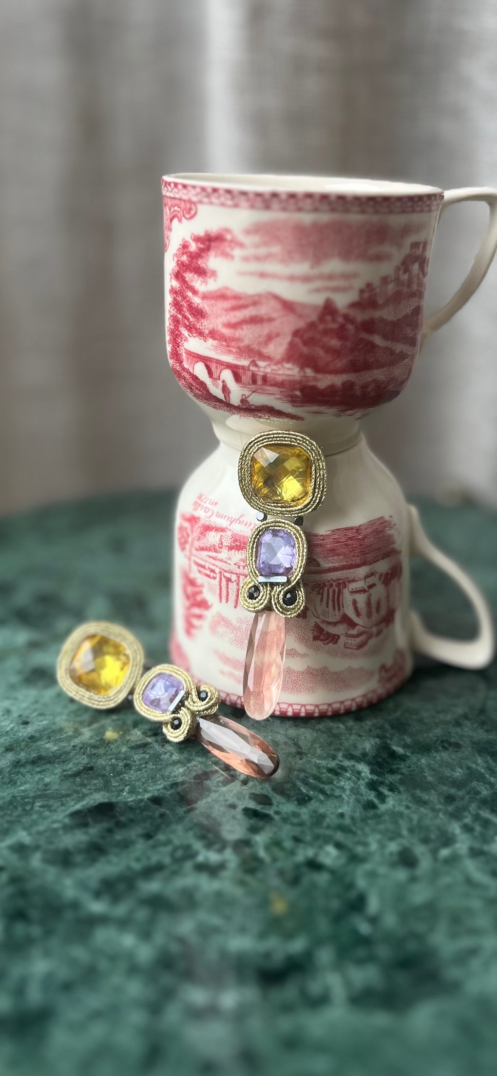 Pendientes Selected Purple & Peach Stalactite