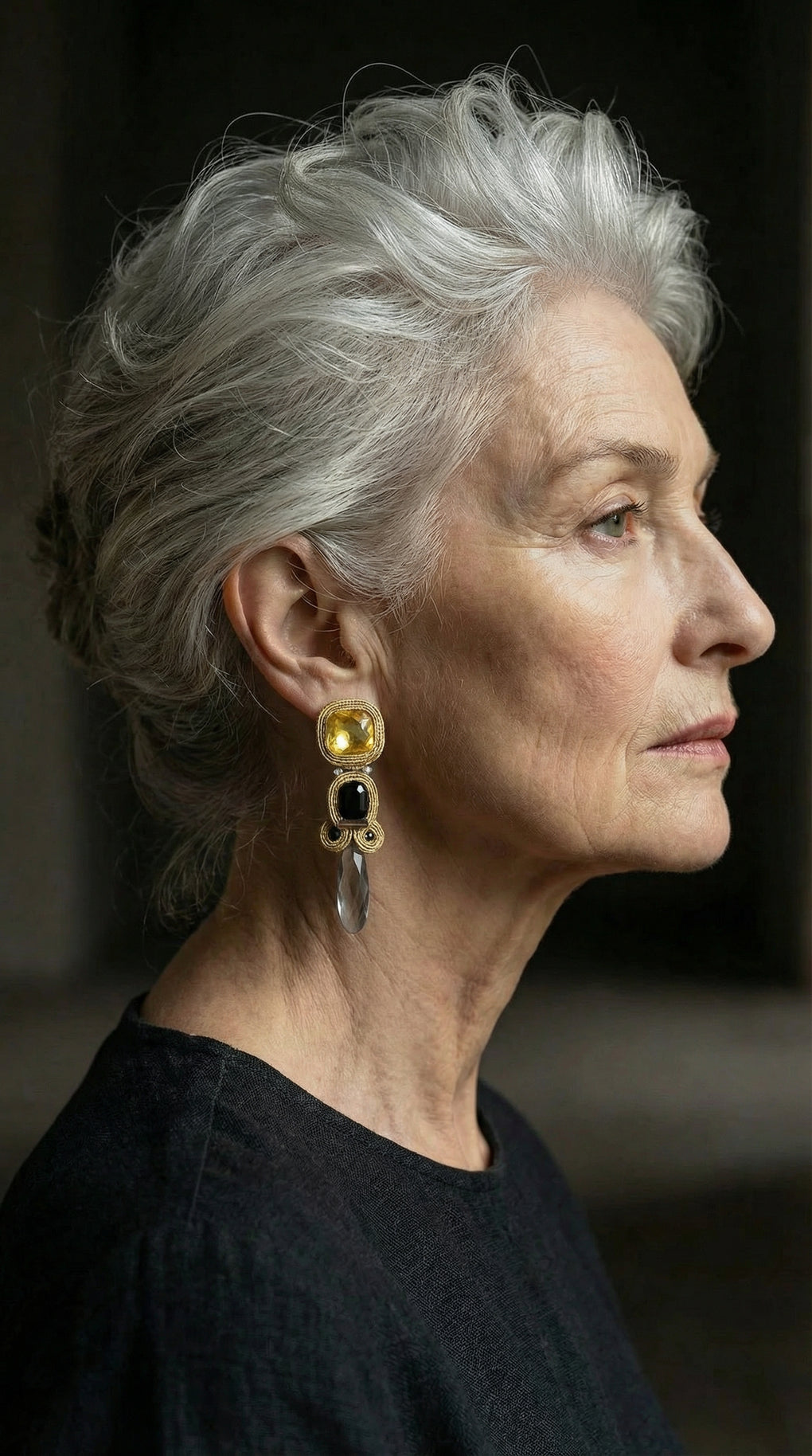 Pendientes Selected noir & fumé stalactite