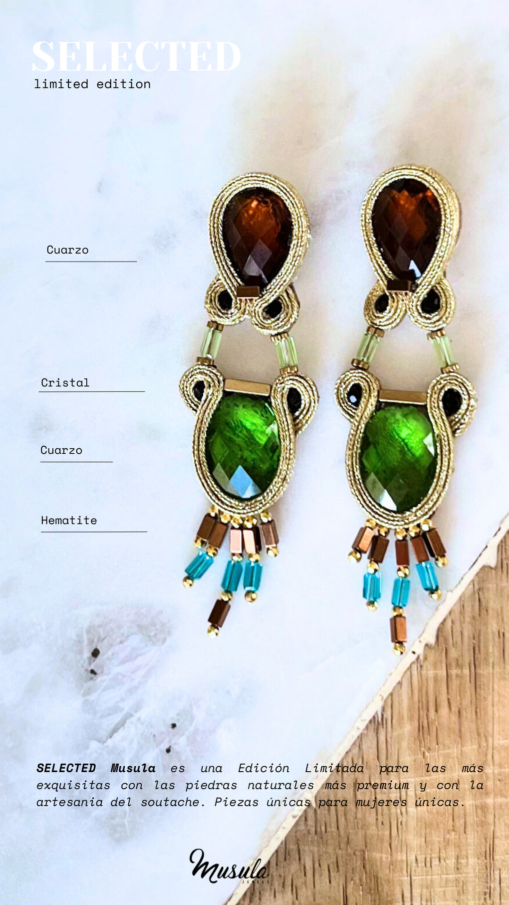 Pendientes Selected Caramel & Mint