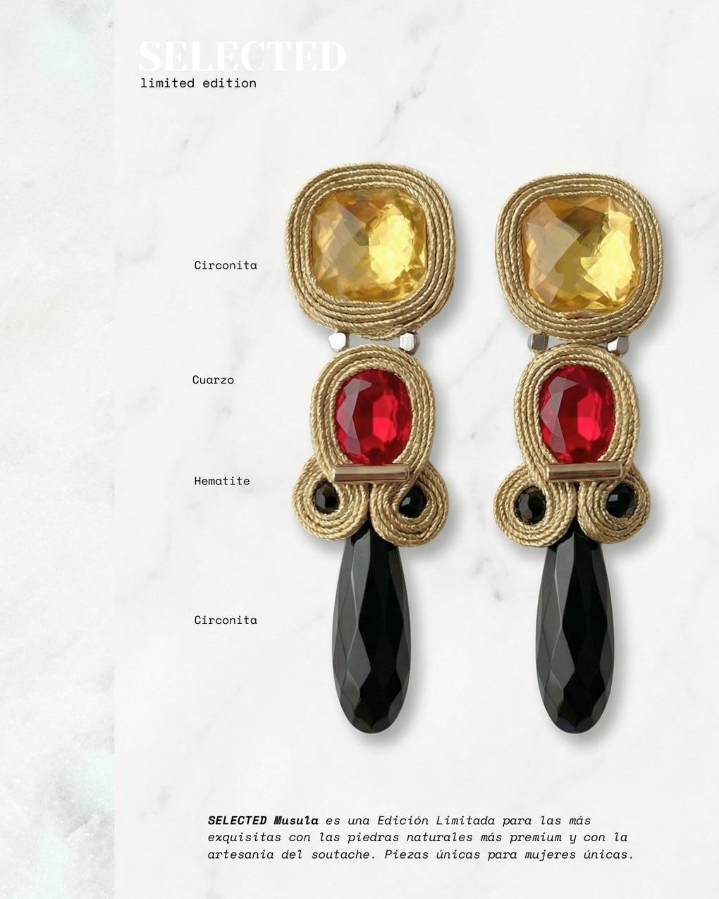 Pendientes Selected rouge & noir stalactite